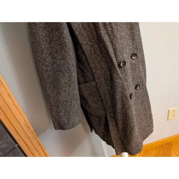 Vintage Arlette Wool Tweed Coat Made in USA Brown Herringbone Wool - Picture 5 of 10